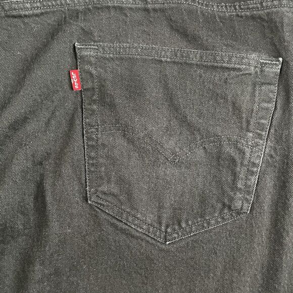 Levis 501 Original Jeans Mens Stretch Straight Leg Button Fly Black Size 48x31 - Picture 6 of 13